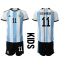 Argentinië Angel Di Maria #11 Thuis tenue Kids WK 2022 Korte Mouwen (+ broek)