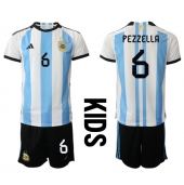 Argentinië German Pezzella #6 Thuis tenue Kids WK 2022 Korte Mouwen (+ broek)