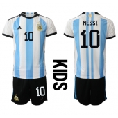 Argentinië Lionel Messi #10 Thuis tenue Kids WK 2022 Korte Mouwen (+ broek)