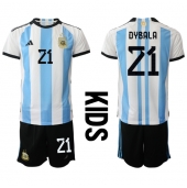 Argentinië Paulo Dybala #21 Thuis tenue Kids WK 2022 Korte Mouwen (+ broek)