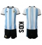 Argentinië Thuis tenue Kids WK 2022 Korte Mouwen (+ broek)
