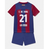 Barcelona Frenkie de Jong #21 Thuis tenue Kids 2023-24 Korte Mouwen (+ broek)