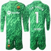 Barcelona Ter Stegen #1 Keeper Uit tenue Kids 2024-25 Lange Mouwen (+ broek)