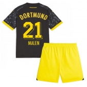 Borussia Dortmund Donyell Malen #21 Uit tenue Kids 2023-24 Korte Mouwen (+ broek)