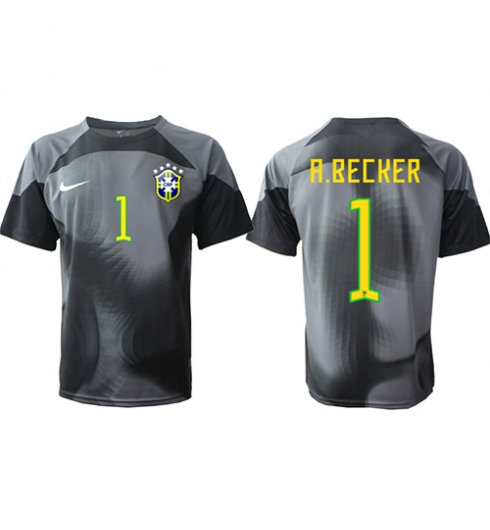 Brazilië Alisson Becker #1 Keeper Thuis tenue WK 2022 Korte Mouwen