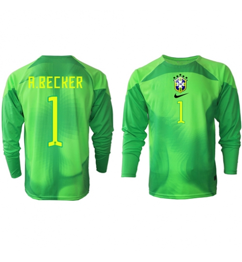 Brazilië Alisson Becker #1 Keeper Uit tenue WK 2022 Lange Mouwen