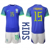 Brazilië Fabinho #15 Uit tenue Kids WK 2022 Korte Mouwen (+ broek)