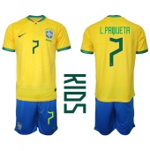 Brazilië Lucas Paqueta #7 Thuis tenue Kids WK 2022 Korte Mouwen (+ broek)