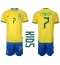 Brazilië Lucas Paqueta #7 Thuis tenue Kids WK 2022 Korte Mouwen (+ broek)