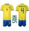 Brazilië Marquinhos #4 Thuis tenue Kids WK 2022 Korte Mouwen (+ broek)