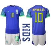 Brazilië Neymar Jr #10 Uit tenue Kids WK 2022 Korte Mouwen (+ broek)