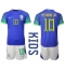 Brazilië Neymar Jr #10 Uit tenue Kids WK 2022 Korte Mouwen (+ broek)