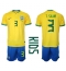 Brazilië Thiago Silva #3 Thuis tenue Kids WK 2022 Korte Mouwen (+ broek)