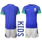 Brazilië Uit tenue Kids WK 2022 Korte Mouwen (+ broek)