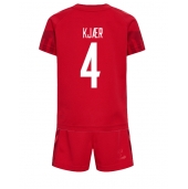 Denemarken Simon Kjaer #4 Thuis tenue Kids WK 2022 Korte Mouwen (+ broek)