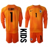 Frankrijk Hugo Lloris #1 Keeper Thuis tenue Kids WK 2022 Lange Mouwen (+ broek)