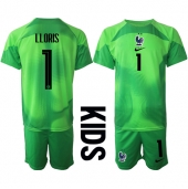 Frankrijk Hugo Lloris #1 Keeper Uit tenue Kids WK 2022 Korte Mouwen (+ broek)