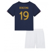 Frankrijk Karim Benzema #19 Thuis tenue Kids WK 2022 Korte Mouwen (+ broek)