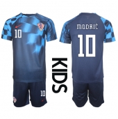 Kroatië Luka Modric #10 Uit tenue Kids WK 2022 Korte Mouwen (+ broek)