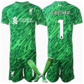 Liverpool Alisson Becker #1 Keeper Uit tenue Kids 2024-25 Korte Mouwen (+ broek)