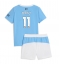 Manchester City Jeremy Doku #11 Thuis tenue Kids 2025-26 Korte Mouwen (+ broek)