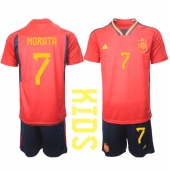 Spanje Alvaro Morata #7 Thuis tenue Kids WK 2022 Korte Mouwen (+ broek)