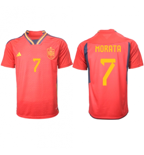 Spanje Alvaro Morata #7 Thuis tenue WK 2022 Korte Mouwen