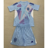 Spanje Keeper Thuis tenue Kids EK 2024 Korte Mouwen (+ broek)